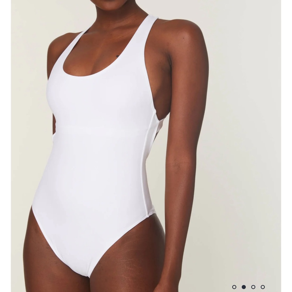 Classic Scoop-Back White One-Piece Swimsuit